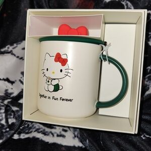 Hello Kitty Mug with Red Bow and Green Handle